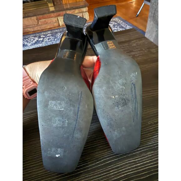 Akgün Red Snake Skin Mule Kitten Toe Heels Sz. 7 - Picture 5 of 6